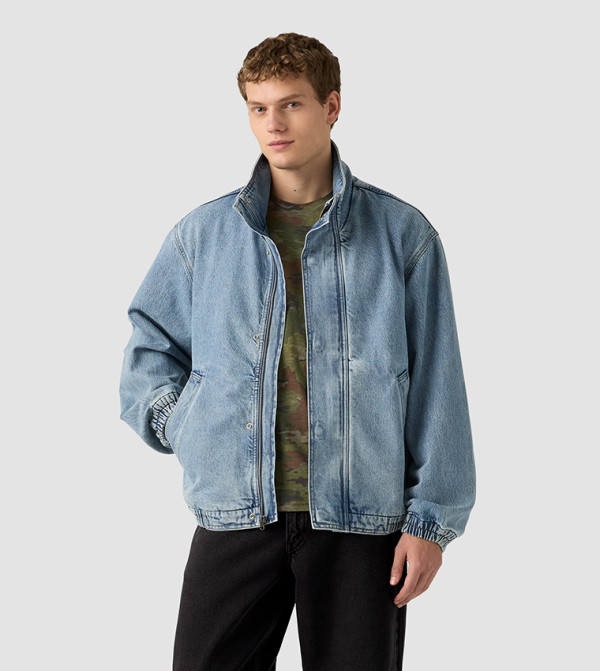 Washed Zip-Through Denim Jacket