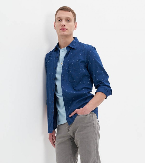 Printed Slim Fit Button-Up Shirt
