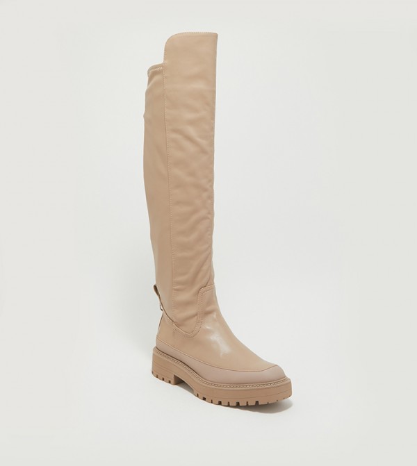 Buy Charles & Keith Chain Link Cut Out Accent Knee High Boots In