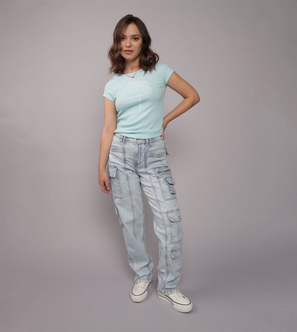 Washed Cargo Jeans