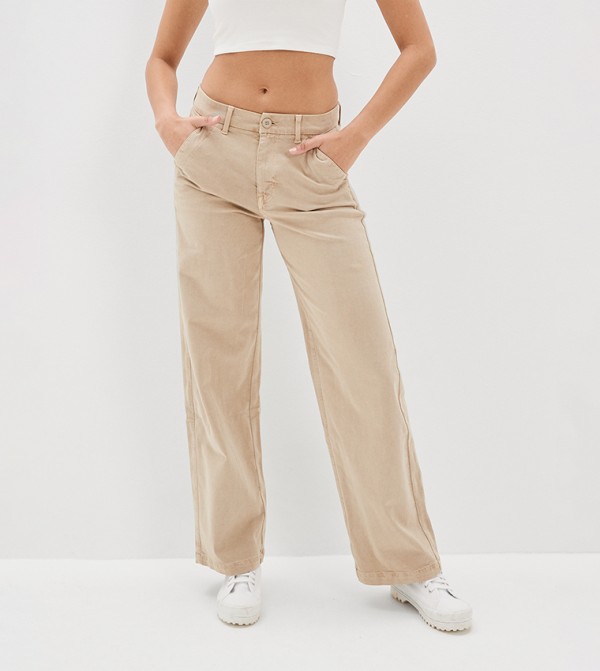 Solid medium rise pleated baggy wide leg pant  Women pants casual, Street  wear, Streetwear women