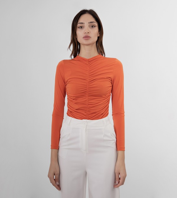 Ruched Long Sleeves Bodysuit Top