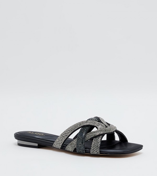CORALLY Embellished Open Toe Flat Sandals