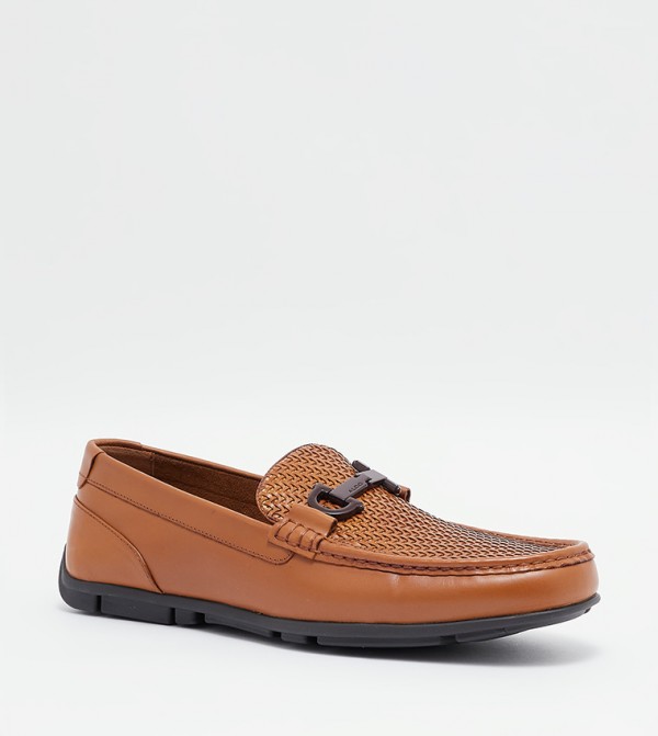 ORLOVOFLEXX Textured Metal Accent Loafers