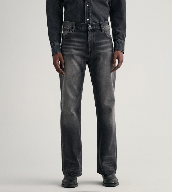 Washed Straight Fit Jeans 
