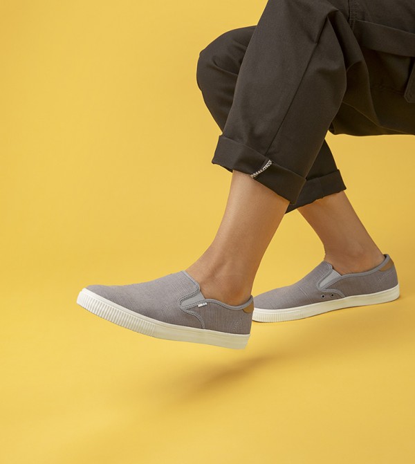 Buy Toms Drizzle Grey Heritage Canvas Baja Slip On Grey In Grey 6thStreet Oman