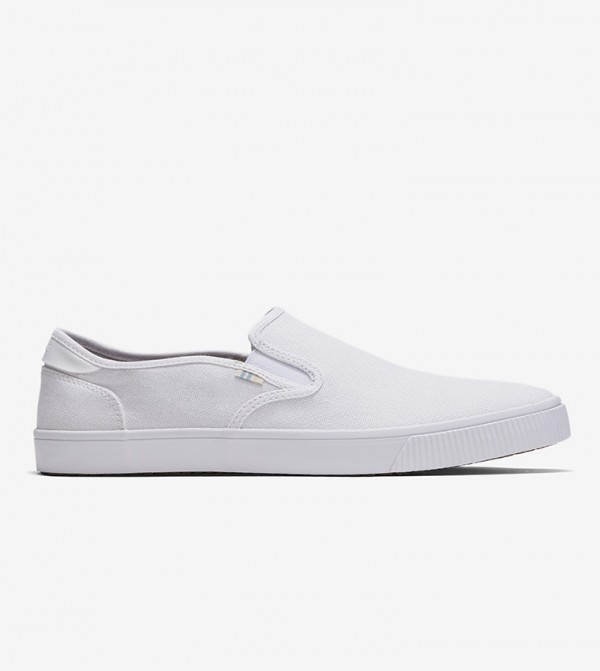 White Canvas Men Baja Slip On Shoes