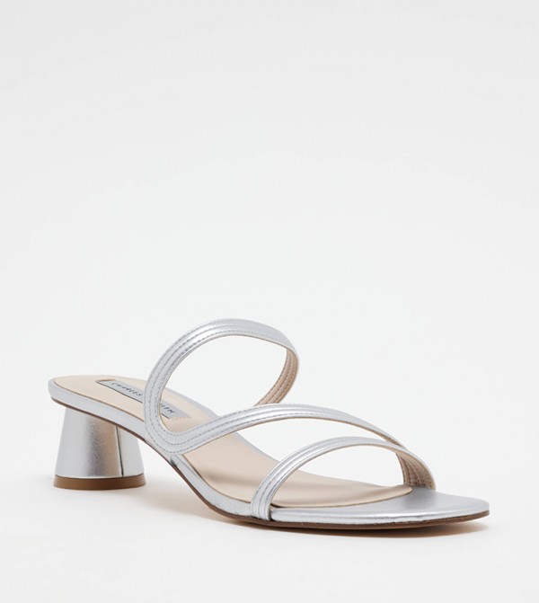 Satin Wavy Strap Heel Sandals