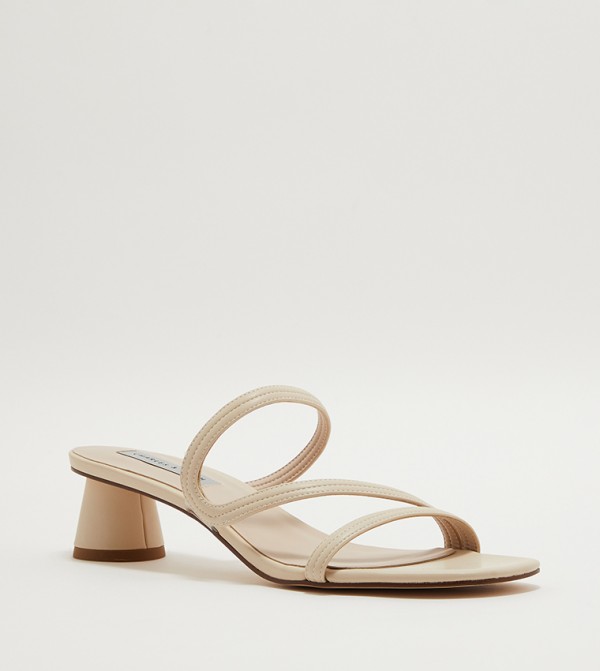 Satin Wavy Strap Heel Sandals