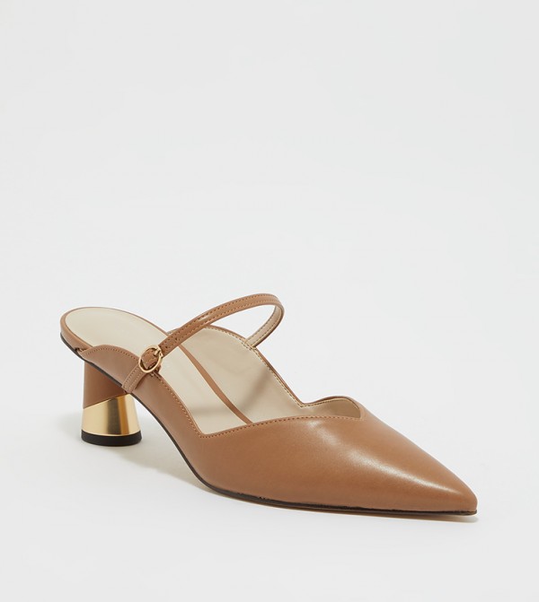Metallic Sculptural Heel Mules