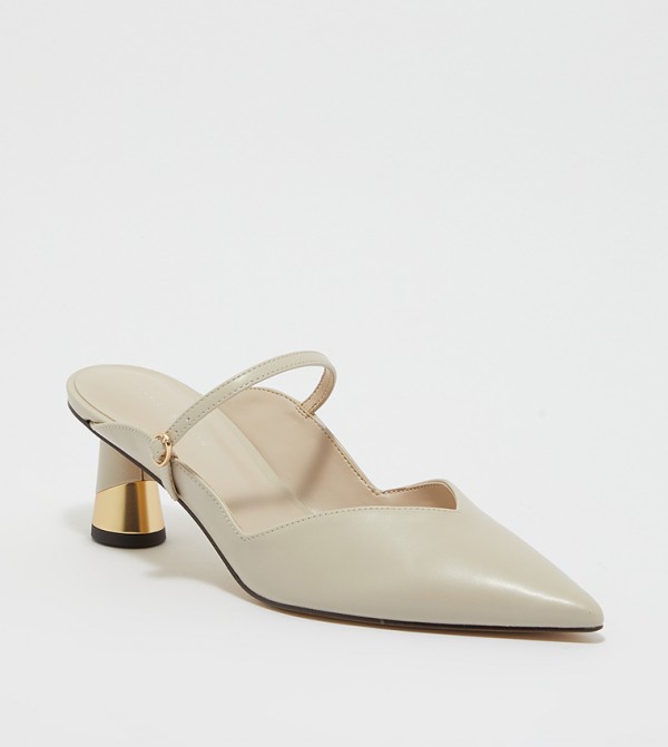 Metallic Sculptural Heel Mules