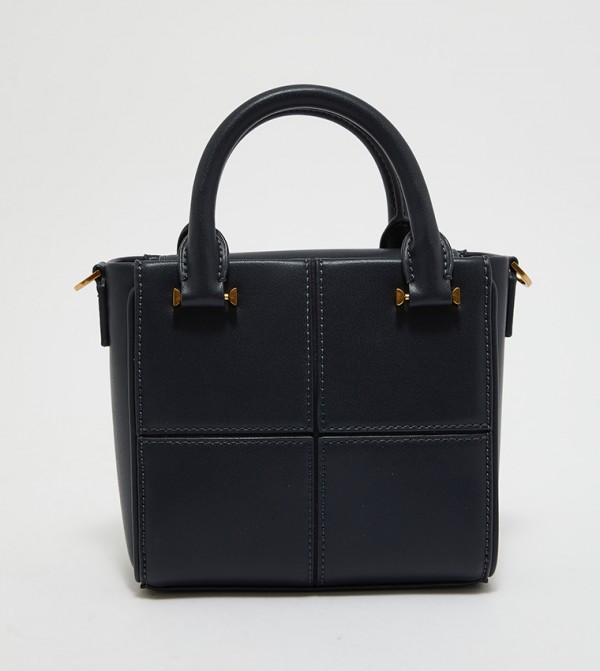 Buy Charles & Keith Textured Panelled Top Handle Bag In Blue