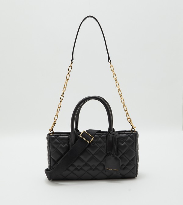 Nezu Quilted Boxy Bag - Black