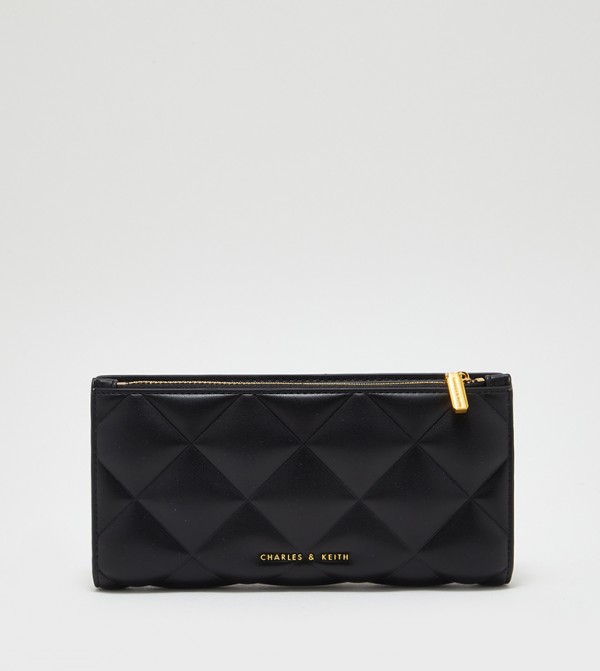 Black Danika Quilted Long Wallet | CHARLES & KEITH