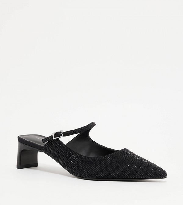 Crystal-Embellished Heeled Mules