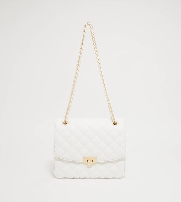 Charles & Keith Quilted Chain Strap Bag in White