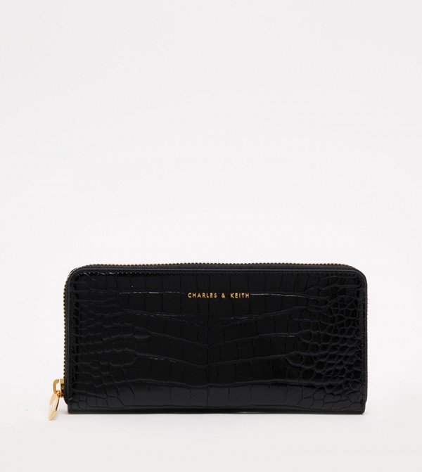 Croc Textured Zip-Around Wallet