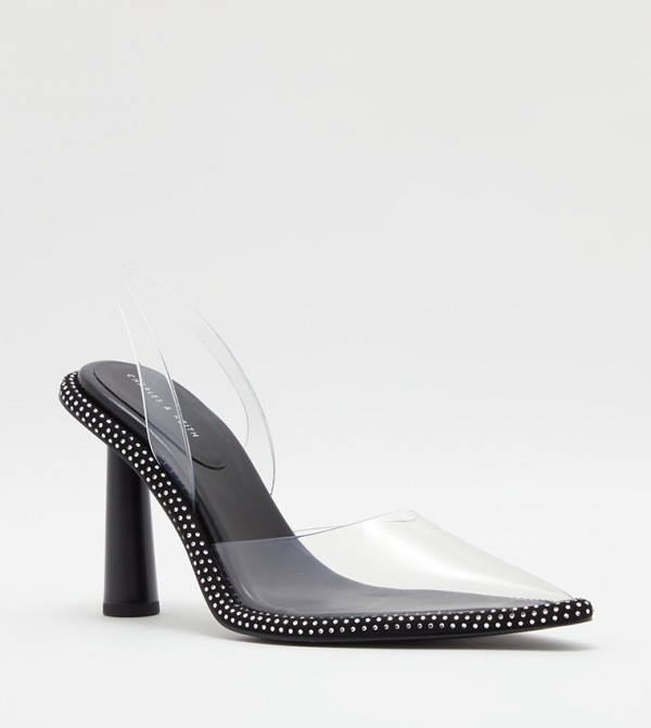 Embellished Pointed Toe Slingback Pumps