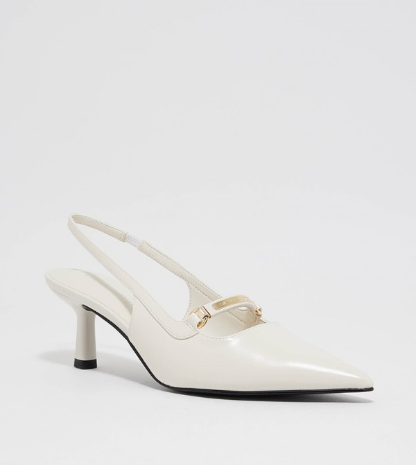 Patent Metallic Accent Slingback Pumps