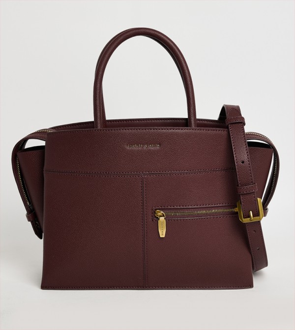 ANWEN Textured Trapeze Satchel Bag