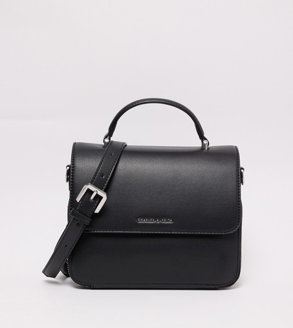 Textured Flap Top Handle Bag