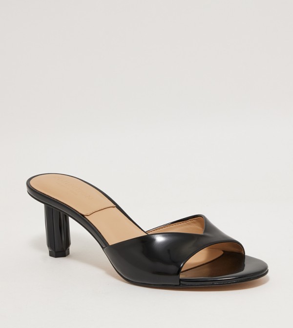 Leather Geometric Heel Sandals