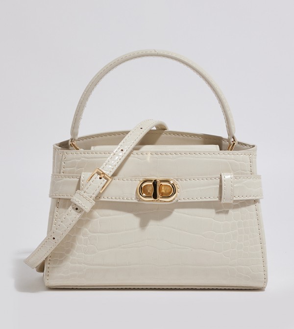 AUBRIELLE Croc Textured Satchel Bag