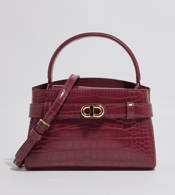 AUBRIELLE Croc Textured Satchel Bag