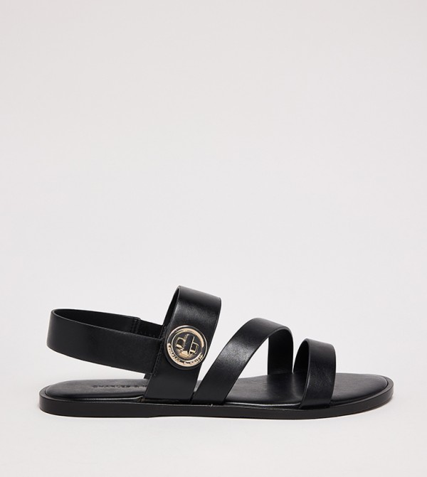 Yara Textured Strappy Flat Sandals