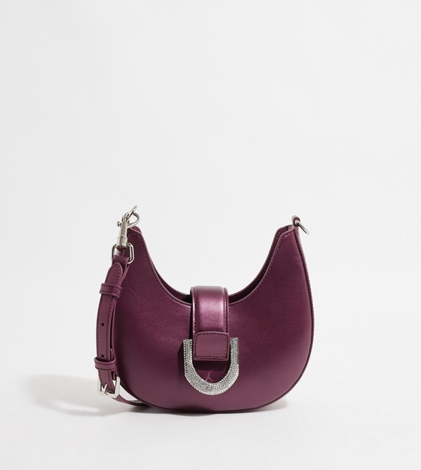 Gabine Leather Crystal Embellished Hobo Bag