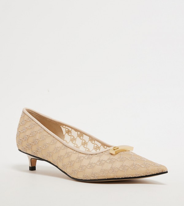 Mesh Kitten-Heel Pumps