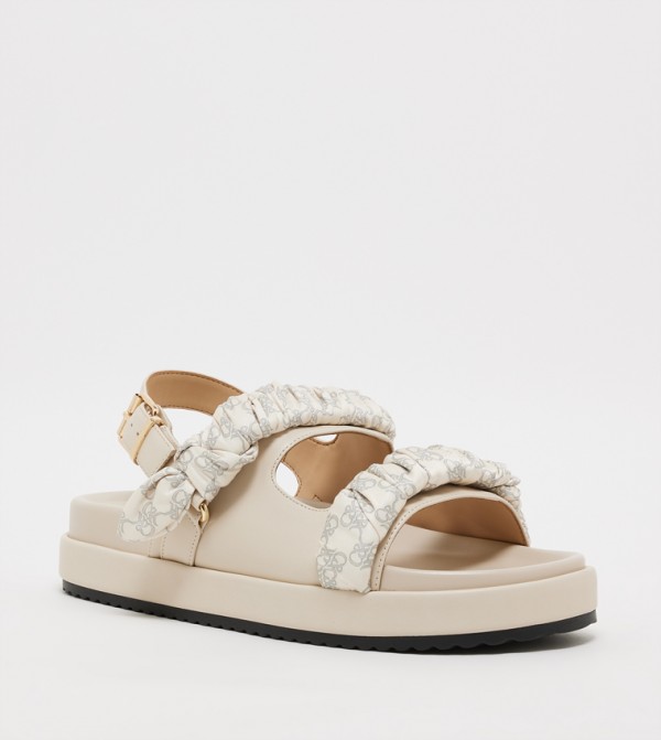 Ruched-Strap Platform Sandals 