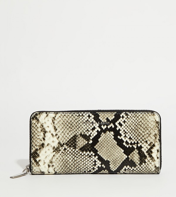 Snakeskin Print Zip-Around Wallet