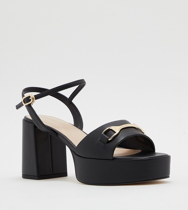 Metallic Accent Ankle Strap Platform Sandals
