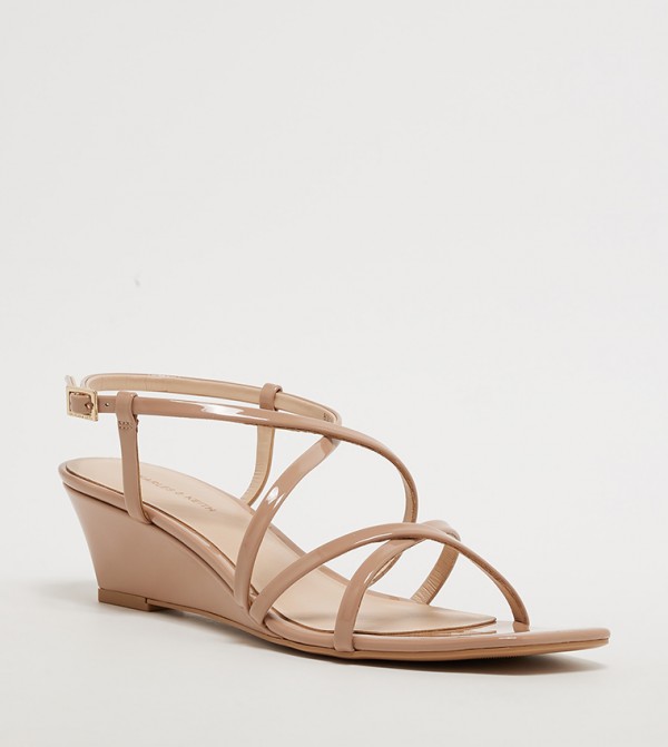 Patent Strappy Wedge Sandals