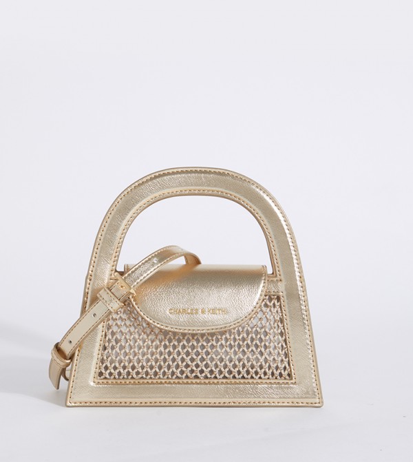 Buy Charles & Keith Logo Detail Embellished Mini Bag In Gold ...