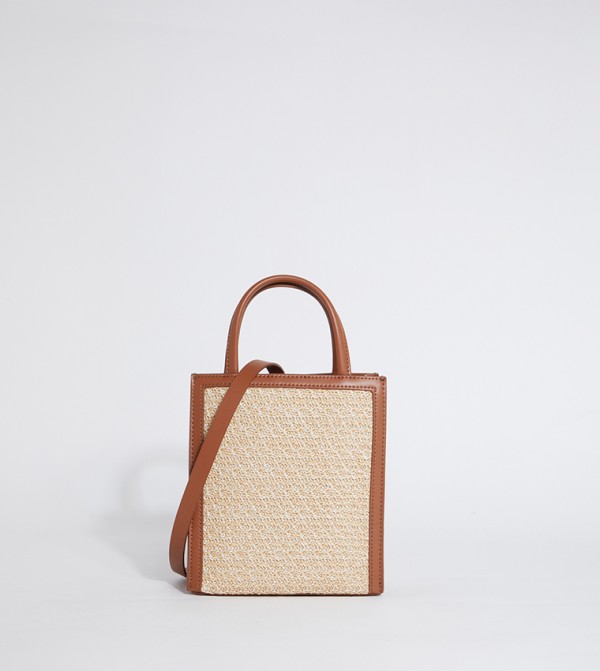 Braided Contrast Detail Mini Tote Bag