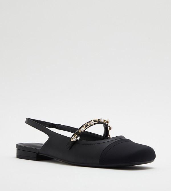 Beaded Chain-Link Slingback Flats