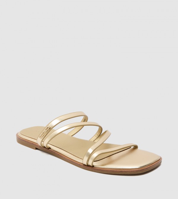 LLIANA Metallic Strappy Slide Sandals