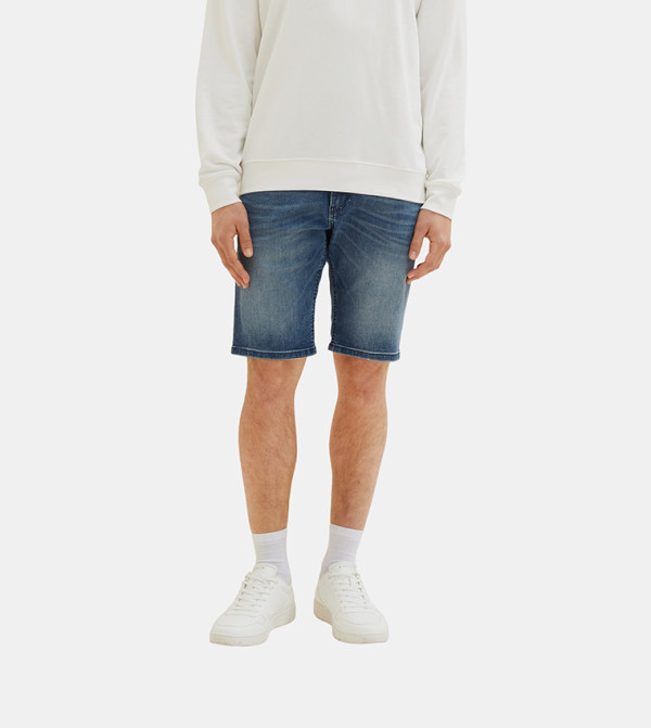 Bleached Regular Fit Denim Shorts