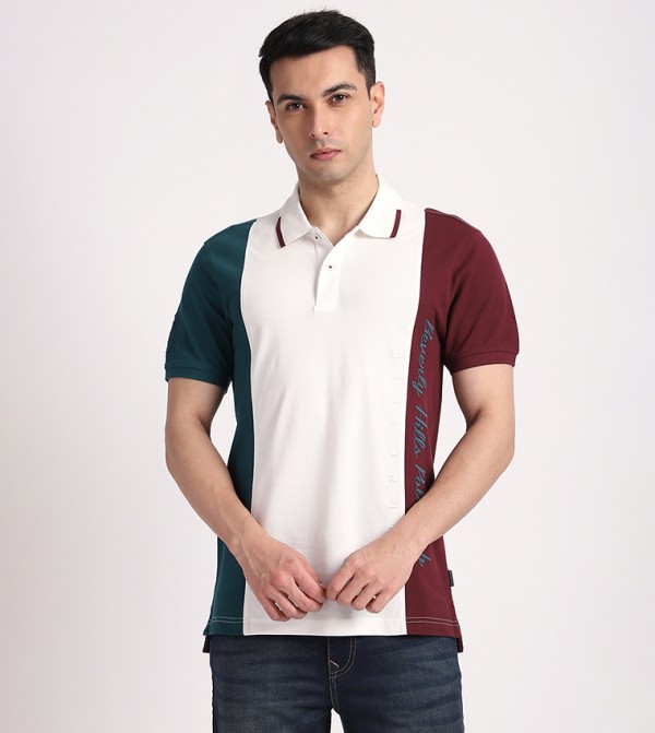 Color Block Short Sleeves Polo T-Shirt
