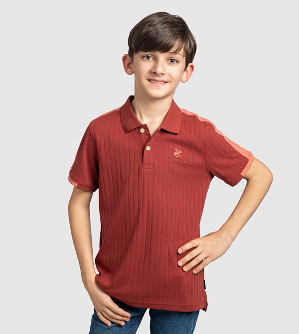 Ribbed Short Sleeves Polo T-Shirt