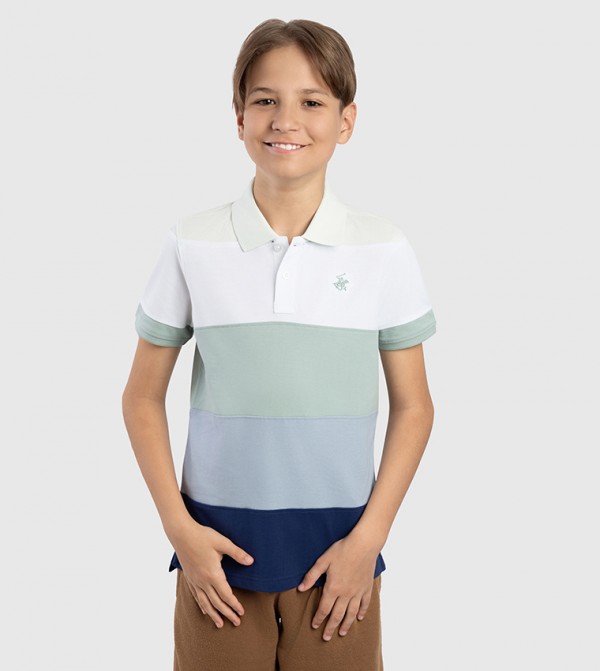 Color Block Short Sleeves Polo T-Shirt