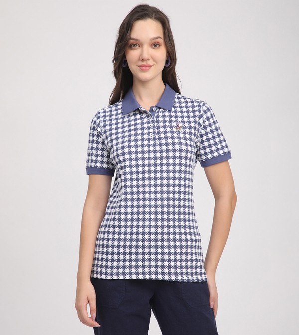 Plaid Short Sleeves Polo T-Shirt