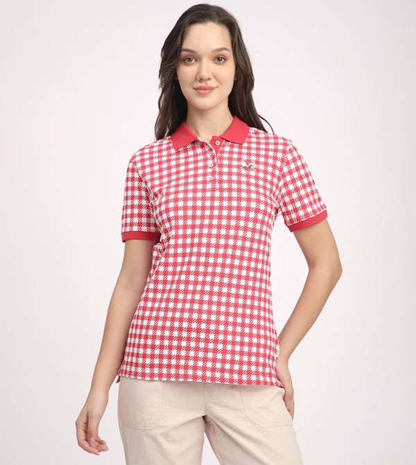 Plaid Short Sleeves Polo T-Shirt