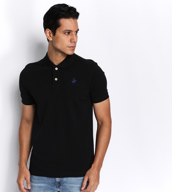 Buy Beverly Hills Polo Club Core Pique Polo Black In Black