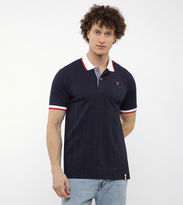 Textured Short Sleeves Polo T-Shirt