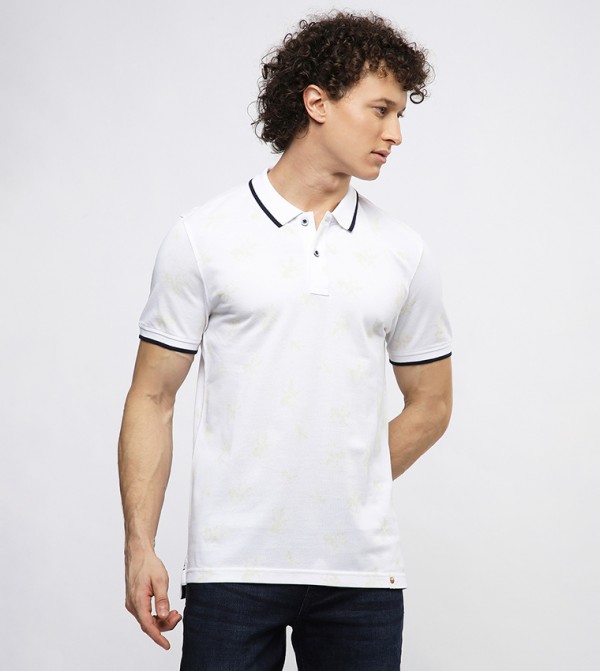 Contrast Tipping Short Sleeves Polo T-Shirt