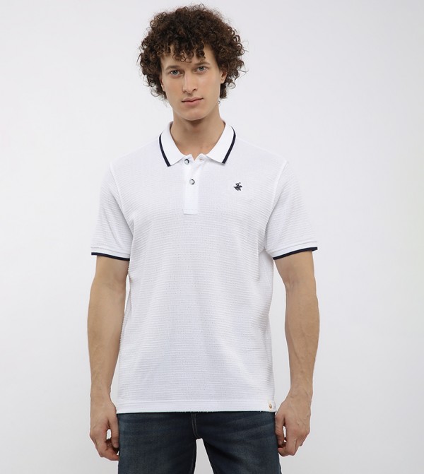 Contrast Tipping Short Sleeves Polo T-Shirt
