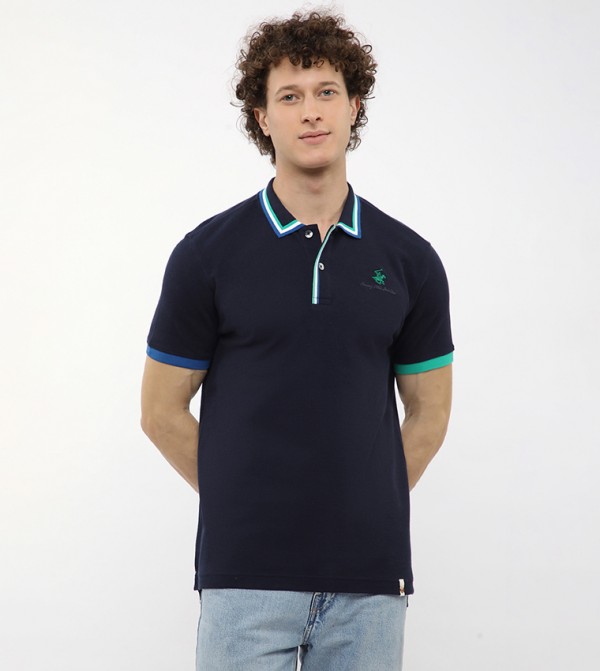 Contrast Tipping Short Sleeves Polo T-Shirt